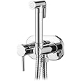 Ibergrif M22010 - Round Concealed Shower Mixer Set, Hot and Cold Bidet Spray with Shattaf Sprayer, Hose Pipe, Chrome, Silver