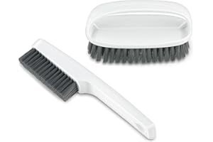 Amabro Spazzole per unghie a mano per la pulizia, manico lungo per pulire profondamente le unghie con manico corto, setole rigide resistenti, confezione da 2