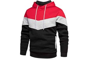 comefohome Hoodie Herren Pullover Langarm Sweatjacke Kapuzenpullover Farbblock Sweatshirt