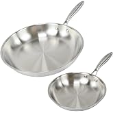 Fackelmann Vita3 Frying Pan Set, Includes 20 cm Frying Pan and 28 cm Frying Pan, Triply Stainless Steel without Non-Stick, PF