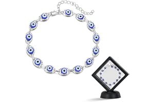 HCLRW Evil Eye Anklet Bracelet, Adjustable Lucky Ankle Bracelet, Gold/Silver Plated Dainty Summer Beach Anklets Bracelet,Fashion Street Snap For Women, Girls