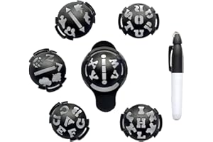 RHINORO Lot de 6 pochoirs lettres majuscules pour marqueur de balle de golf avec stylo noir