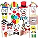 Produktbild Veewon Neujahr Fotorequisiten Photo Stand Props Vormontiert Fotoautomat Cosplay Clown Komisch Gastgeschenke für Hochzeits-Geburtstags-Karneval Bachelorette Kleid-oben Zubehör 36pcs, Kostüm mit Schnurrbart, Gläser, Bowties auf Plastikstöcken