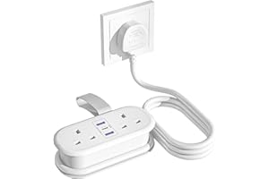 Travel Extension Lead with PD 20W Type C, STGAROT Extension Lead with USB Slots 1.4M Extension Cord Compact Extension Lead with 2 Way Outlets 3 USB（1 USB-C) Cruise Travel Essential Hotel Home Camping