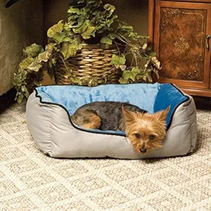 Petitude (Blue-Grey) Color Ultra Soft Ethenic Designer Velvet Bed for Dog & Cat(Export Quality)-Small