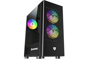 Nfortec Caelum Caja PC Gaming ATX con Frontal mallado, 3 Ventiladores RGB, Cristal Templado, filtros Antipolvo, USB-C – Color Negro