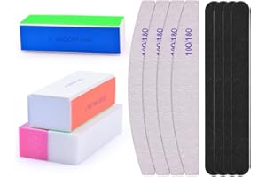WELLEHOMI Nail File Set 12 Pcs Nail Files and Buffers 4 Shapes Professional Nail Files Block 100/180 Grit Double Sided Emery Board Manicure Set for Nail Trimming Grinding Polishing Shining Manicure Tools