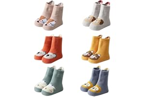 FedMois 6 paia calzini antiscivolo invernali termici in cotone bimbi bambini