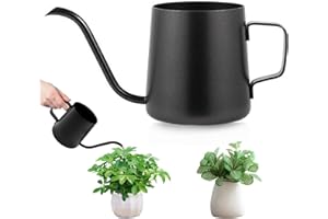 LUNYLOER Plant Watering Can, 350 ml Stainless Steel Outdoor Indoor Watering Can for Garden Plants Potted Planters Hanging Plants(Black)