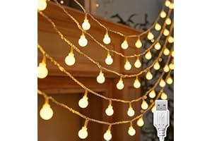 Kimuwote Catena Luminosa 5.5M 40LED Luci LED a USB Impermeabile Led Luci Stringa per Esterno/Interno, Catena Lampadine LED per Natale Matrimonio Balcone Giardino(bianco caldo)