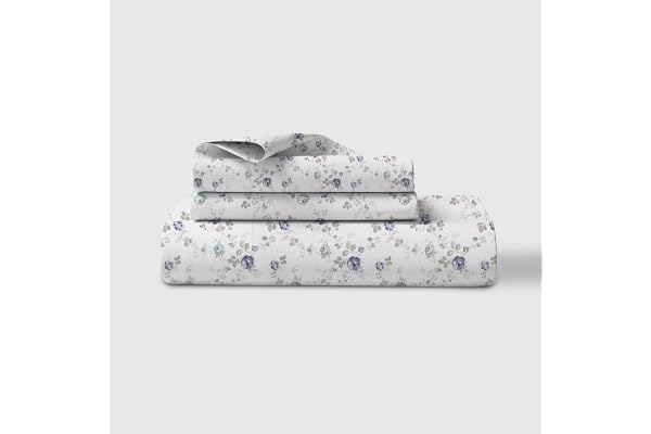 LINENWALAS 100% Cotton Fitted Bed Sheet for Queen Size Bed, Printed All Around Elastic Bedsheet (60 x 78 Inches) with 2 Pillow Covers 210 TC Soft, Breathable, Luxury Bedsheet (Blue Sapphire)