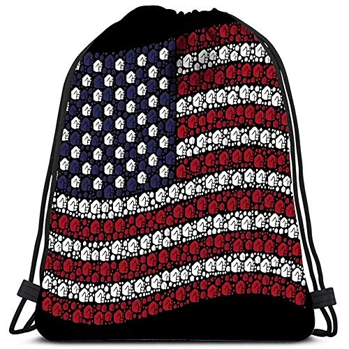 Valender Sacs à Dos avec Cordon de Serrage Les Symboles du Poing sont composés en agitant l'abstraction du Drapeau américain sur des Sacs de Sac à bandoulière pliants en Composite Sombre