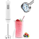 Bonsenkitchen 2 in 1 Hand Blender, 1000 W, Stainless Steel | 2 Speed, 700 ml Measuring Cup and Lid, for Porridge, Soup, Smoot