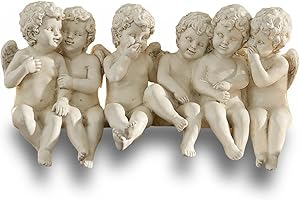 Loberon Engel Léon, weihnachtliche Kantenhocker, handbemalt, Weihnachtsfiguren, Weihnachtsdekoration, Weihnachten, Polyresin, antikweiß