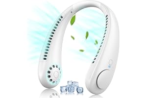 Timiyou Ventilador de Cuello Portátil Silencioso, Ventiladores de Cuello sin Aspas Manos Libres, 360° Flujo de Aire, USB Ventilador Portátil Para Viajar, Hogar, Oficina, Regalo (Blanco)
