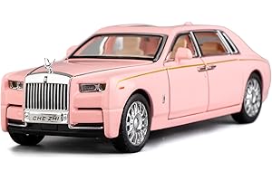 TGRCM-CZ Compatible avec 1/32 Rolls-Royce Phantom modèle voiture jouet avec son et lumière pour enfants garçons et filles, corps en métal porte ouverte rose