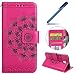 Produktbild Galaxy J7 2017 Hülle, Ysimee Schutzhülle für Samsung Galaxy J7 2017 Fashion Gurtdesign PU Leder Tasche Kasten Abdeckung Wallet Schutzhülle Leder Tasche Muster Schrubben Hülle Bumper Handytasche Skin Schale Soft Backcover Handy Tasche Smartphone Funktion Standfunktion Unterstützte Telefone und Magnetverschluss Schutzhülle + Blau Stylus Pen, Rose rot