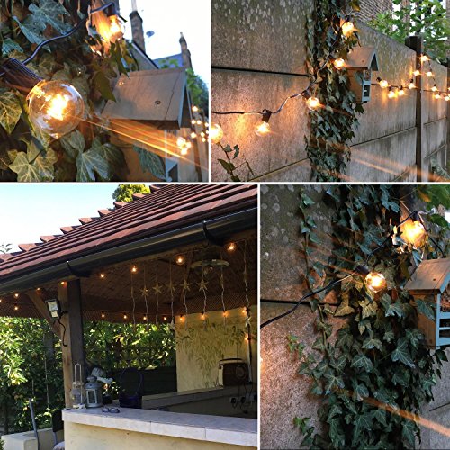 OxyLED G40 Globe String Lights £-with 25 CLEAR Bulbs £-Black £-220 V - 2