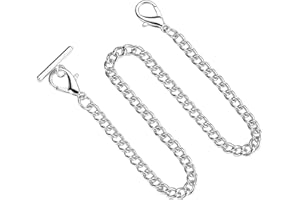 GENERIC Pocket Watch Albert Vest Chain with T Bar & Lobster Clasps Plating 14 Inch Classic Metal Watch Chain Link & Pocket Watc h Stand Single Link Vest Belt