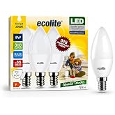 Ecolite 8 W LED Mum Ampul &ndash; E14 Duy, 810 L&uuml;men, 3000K Sarı Işık, 60W Eşdeğer, 3&rsquo;l&uuml; Paket, Opal Dekoratif Ampul, Dimmer Uyumlu