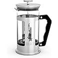 Bialetti Preziosa caffettiera, filtro French Press per caffè o tè, corpo in acciaio inossidabile e contenitore in vetro boros