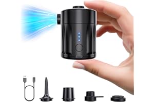 PONOSEU Elektryczna pompka do materaca, elektryczna pompka do pompowania i spuszczania powietrza, mała pompka do łóżek dmuchanych, kółek dmuchanych, worków próżniowych, akumulator 4000 mAh