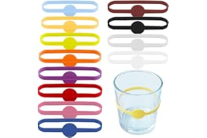 CUHZA 12Pezzi Segnabicchieri Silicone,Colorati Segnabicchieri vino,Identificatore Del Bicchiere di Vino,Boccali di Birra Segna Calici Marcatori di Bevande,per Casa Bar Festa di Cocktail, 12 colori