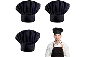 Yuqilin 3 Pezzi Cappello Cuoco, Cotone Cappello da Cuoco, Regolabile Cappello Chef, Unisex Cappello da Chef