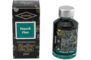 Diamine Shimmer Ink, Peacock Flare,Tinte,Schreibtinte im Tintenglas,50 ml