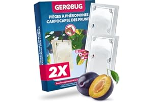 Gerobug Piège à carpocapse des Prunes Piège à phéromone Bio 2 pièces - Design de Produit respectueux des Oiseaux, y Compris 2 Fils d'attache - Piège à carpocapse des Prunes avec Attractif