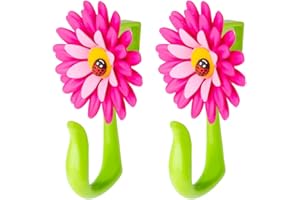 VIGAR Flower Power Gancho para Puerta, Rosa y Verde, Dimensiones: 8 x 5 x 12,5 cm, 2 Unidades