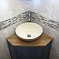 Grey Painted Bathroom Vanity Cabinet Corner Wash Unit & Marble Stone Basin 501BG (Bowl D)
