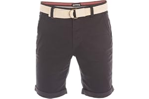 riverso Chino Shorts Herren mit Gürtel Regular Fit RIVHenry Kurze Hosen Bermuda Shorts Knopfleiste Stretch Blau Navy Rot Grün Orange Beige Grau 30 31 32 33 34 36 38 40 42