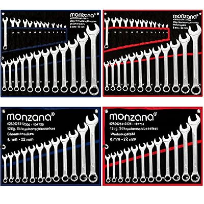 DEUBA GmbH & Co. KG. 25 clés mixtes chrome vanadium - lot set clés plates et polygonales 6-32mm