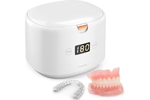 FIVEHOME Ultraschallreiniger für Zahnprothesen, 230ML Professionelle Ultraschallreinigungsgerät mit 5 Timing-Modi für Retainer, Mouth Guard, Aligner, Whitening Trays