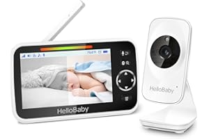HelloBaby Babyphone Caméra Moniteur vidéo pour bébé avec caméra et Audio, Conversation bidirectionnelle, Moniteur pour bébé, Vision Nocturne Infrarouge, Mode VOX (HB50)