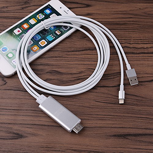Lenuo 8 pin 2M Kabel für iPhone 6 6S 5S 5 HDMI HDTV AV Adapter auf HDMI 1080p Stecker 6,56ft Apple Lighting cable zum HDMI (silber) - 5