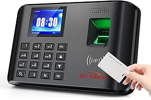 JIAN BOLAND A5 Clocking in Machine for Employees Small Business-Fingerprint, RFID and PIN Biometric Time Clock, Office Punch Clock, with 5 Badges (0 Monthly Fees)