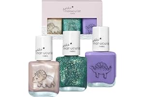Manucurist Kit Vernis Enfant à l'Eau Wild Life - 3 Vernis à Ongles Non-Toxiques Blanc, Vert Pailleté, Violet - Maquillage Enfant - Cadeau Noel - Secret Santa