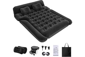 YOOHBERRYS Materasso Auto, 182 * 144cm Materasso ad Aria SUV con Pompa ad Aria e 2 Cuscini, Materassino ad Aria Gonfiabile per Auto Ispessito Floccato per Viaggi, Campeggio (182 * 144cm)