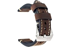 ‎BERFINE Berfine 20mm 22mm 24mm Rindleder Uhrenarmband Retro Vintage Uhrenband Schwarz Braun