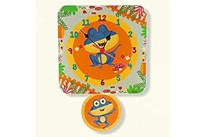 Dida - Ranocchi, Orologio a Pendolo da Parete per Bambini con Animali in Legno, Arreda e Rallegra la Cameretta dei Bimbi e ogni Ambiente della Casa, Prodotto Made in Italy