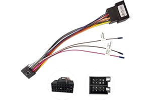 HIKITY ISO Adaptador Cable de 16 Pines para Radio de Coche Android con Cables Control del Volante Adaptador Radio Coche con Línea de Control Inversa