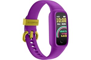 BIGGERFIVE Vigor 2 L - Orologio Fitness Tracker per Bambini e Bambina dai 5 ai 15 Anni, Monitor Attività, Frequenza Cardiaca e Sonno, Impermeabile IP68, Contapassi e Calorie per Bambino, Viola