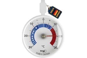 TFA Dostmann Termómetro de refrigeración analógico pequeño y práctico control para frigorífico o congelador (largo 72 x ancho 21 x alto 95 mm)