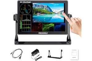 FEELWORLD LUT11S 10.1 Inch Camera Field monitor Touch Screen 3D LUT 2000nit Ultra Bright 1920X1200 3G-SDI 4K HDMI Input Output With F970 External Power Supply