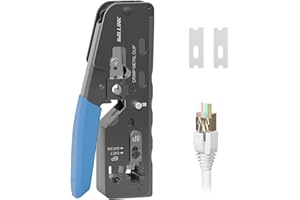 iwillink RJ45 Crimper Tool, Pass Through Ethernet Crimping Tool for Cat5/Cat6/Cat7 Connector, Support Stripping & Cutting, Modular Plug Crimper (End Pass-Thru Compatible)