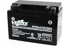 MY MOTO PARTS Vertex VP12-A-4 Sealed AGM Motorcycle/Powersport Battery, 12V, 10Ah, CCA (-18) 175, Replaces: CT12A-BS, YT12A-BS Perfect battery for Motorcycle, ATV's, Personal Watercraft and Snowmobiles