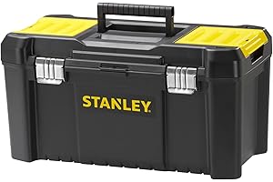 STANLEY Werkzeugkoffer (19", 49x25x25cm, Werkzeugbox mit Metallschließen, stabiler Organizer aus Kunststoff für Werkzeuge mit entnehmbarer Trage) STST1-75521