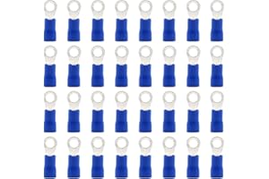 Hocansen 100 Pieces Ring Connectors M4 Electrical Wire Connectors Insulated Electrical Wire Terminals Crimp Connectors (UPR4/Blue)